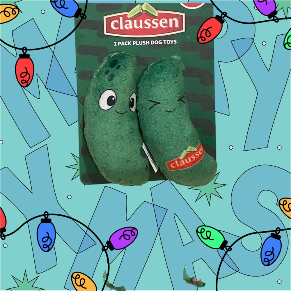 Claussen 2 pack plush pickle dog toys
Interactive squeak and crinkle, plush toy